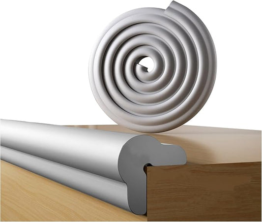 Foam Table Edge and Corner Guards for Baby,(6.5ft Edge 4Corners),Baby Proofing Soft Corner Protectors,Furniture and Tables Child Baby Proof Bumpers, Pre-Taped Corner Cushions (Grey)
