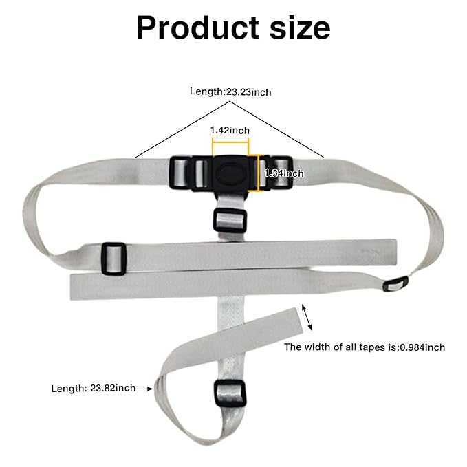 1PCS 3 Point Harness Seat Belt for Kids Adjustable Baby Safety Strap Compatible with IKEA Antilop High Chair Kids High Chair Straps Replacement for Soft & Comfortable on Baby's Skin (Gray)