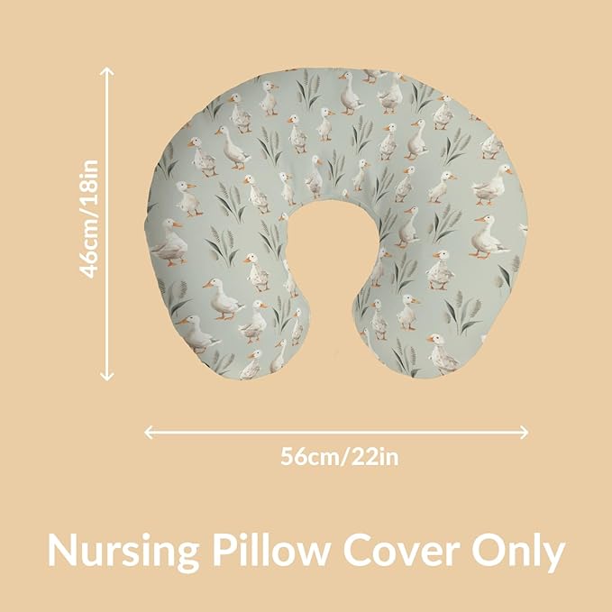 Vintage Duck Reeds Nursing Pillow Covers Watercolor Ducks Leaves Lake Nursing Cover for Breastfeeding Pillows Farm Animal Infant Nursing Slipcover for Baby Boys Girls Newborn
