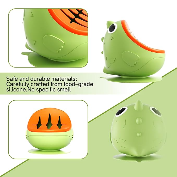 Silicone Baby Bowl,Spill Proof Snack Cups for Toddlers Detachable with Suction Cup Base and Safety lid, Non-BPA Food-Grade Silicone Safe Quality