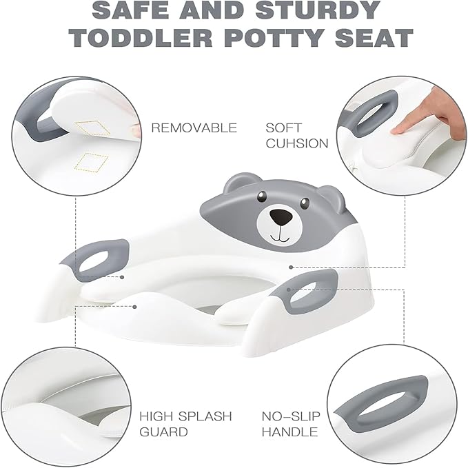 Potty Training Seat with Step Stool Ladder, Toddler Toilet Seat for Boys Girls, Adjustable 6 Heights Fits Round & Elongated Toilets, Anti-Slip Pads & Leak-Proof Guard