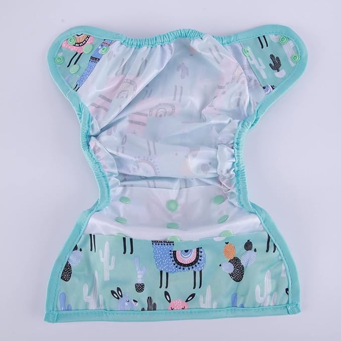 Baby Diaper Cover Nappy One Size 10lbs to 36lbs (Blue Alpacas)