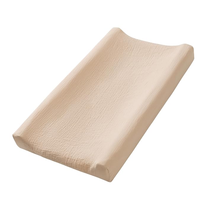 Little Jump Muslin Changing Pad Cover for Baby Girls Boys, 100% Cotton Soft Breathable Changing Table Covers, Baby Diaper Change Table Pad Cover, 2 Pack (Teddy Bears & Khaki)