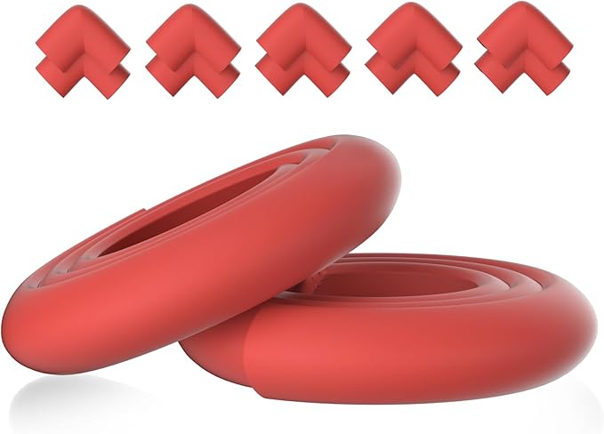 Thick Corner Edge Protector for Baby Proofing, 6.56Ft Furniture Edge Bumper with 10 L-Shaped & Soft Foam Corner Guards,Adhesive Baby proofing Bumper for Table, Small Toddler Bed (Red)