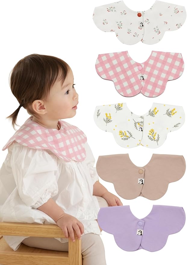 Konny Baby Bib 3/5/7-Pack Set, 360 ° Rotate, Soft and Absorbent Drooling for Toddler Boys Girls Baby Essentials