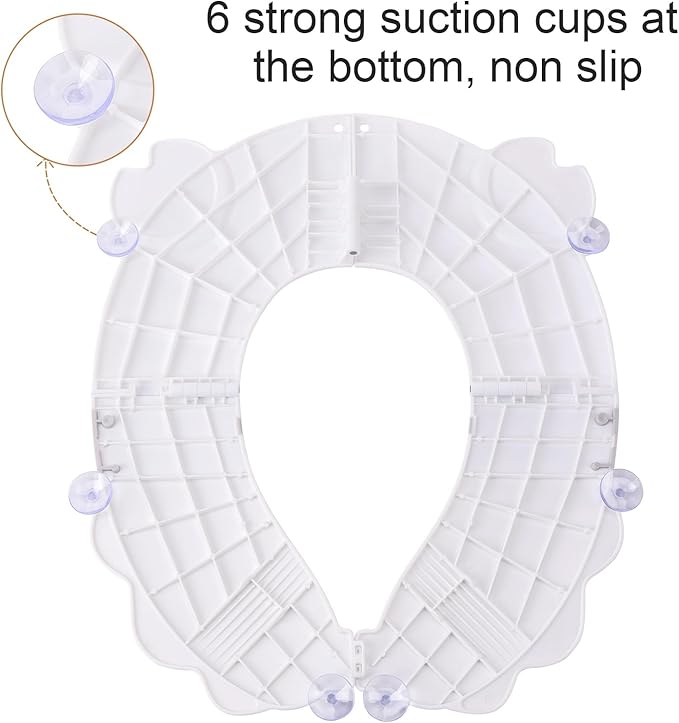 Portable Potty Training Seat for Toddlers, Foldable Travel Toilet with Non-Slip & Anti-Pinch Design, One-Handed Quick Release, Universal Fit for Most Toilets(Gray)