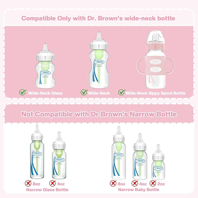2+2 Straw and Sippy Cup Conversion Kit for Dr. Brown's Wide-Neck Baby Bottles, Weighted Sippy Cup Transition Kit with Handles for Kids, [Variable Flow] [Spill-Proof] [BPA-Free], 6m+