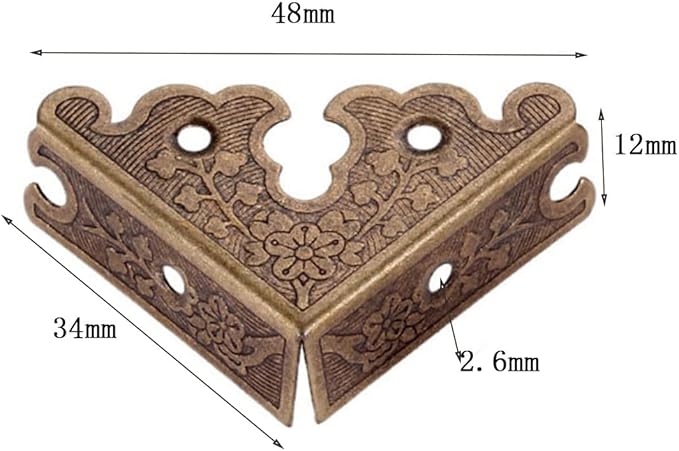 dophee 8Pcs Decorative Corner Protectors, Retro Style Edge Safety Guards Covers for Picture Frame Album Jewelry Box Gift Box Wooden Case Chest Tables Cabinet Furniture, 1.34"x1.34"-Antique Bronze