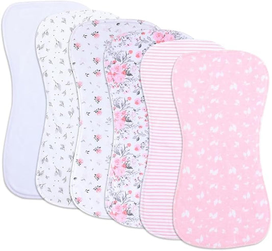 6 Pack Cotton Baby Burp Cloths Extra Absorbent Soft for Baby Boys and Girls