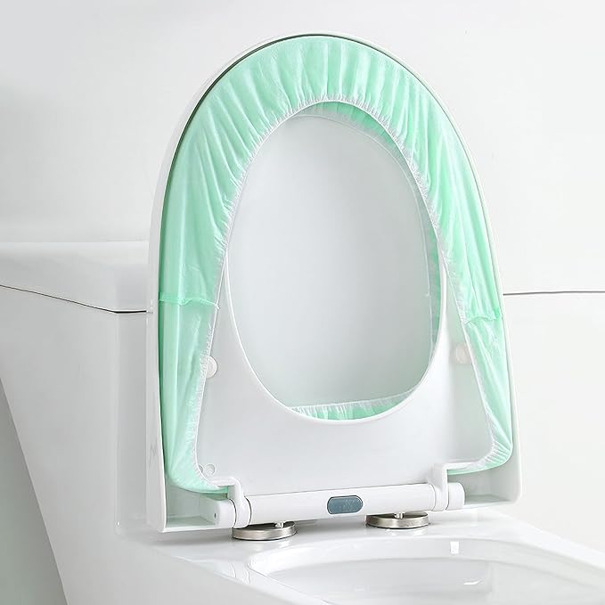 20 Pack Disposable Toilet Seat Cover Waterproof Non-Woven Fabric, Disposable Toilet Seat Covers for Travel, Disposable Seat Covers for Outing Hotel Hospital Public Toilet (Double Layer Green)