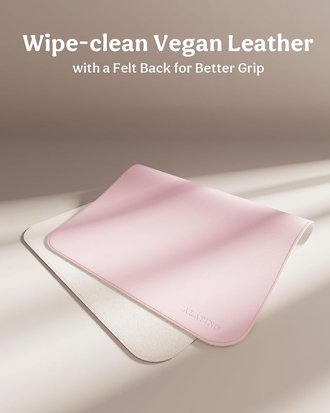 2 Pack Vegan Leather Baby Changing Mat, Large 30" x 17" Waterproof Foldable Diaper Mat, Wipe-Clean Portable Changing Pad for Travel, Home & Diaper Bag, Baby Essentials for New Moms(Beige&Light Pink)
