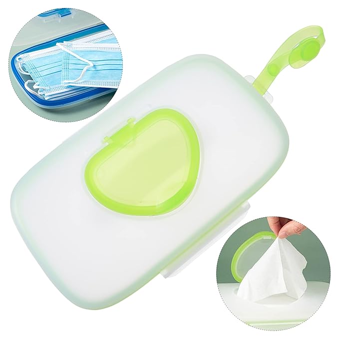 Wipes Holder Refillable Baby Wipes Dispenser Portable Wipe Dispenser Holder Baby Travel Wipe Holder Reusable Travel Box Carrier (Green)
