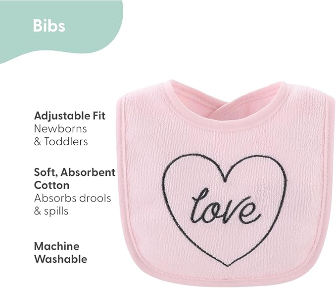 The Peanutshell Baby Girl Terry Bib Set of 10-100% Cotton, Soft, Absorbent Baby Bibs for Girls, Toddler Baby Girl Bibs Set, Newborn & Infant Bib - Rainbow Floral