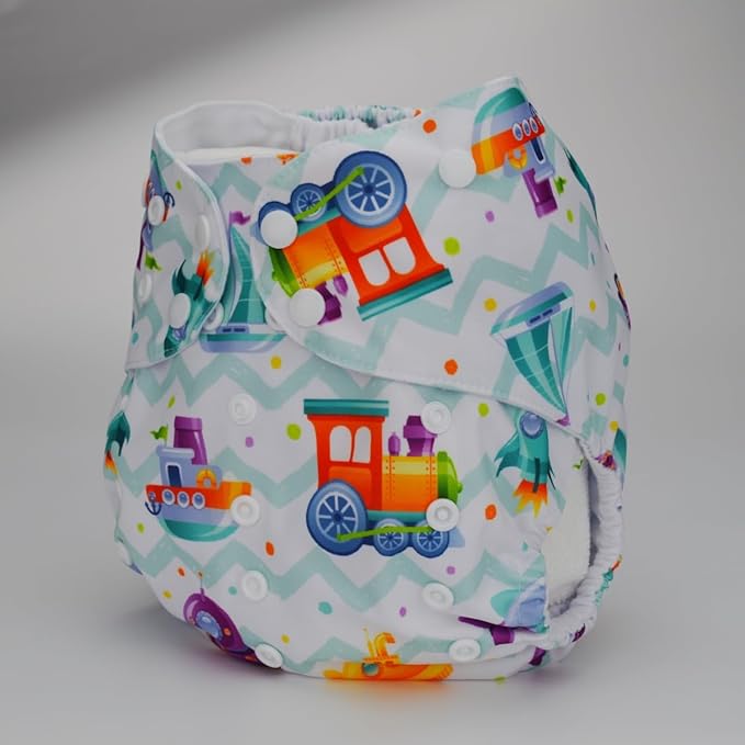 2 to 7 Years Old Cloth Diaper Nappy Pocket Reusable Washable Junior Big Baby Kids Toddler (Cartoon Transportation)