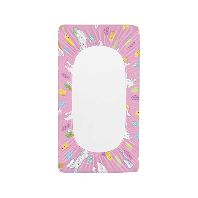 Easter Baby Changing Pad Cover Pink Diaper Changing Pad Cover Rabbit Changing Table Pad Cover Soft Breathable 32''*16'' Girl Nursery Decor