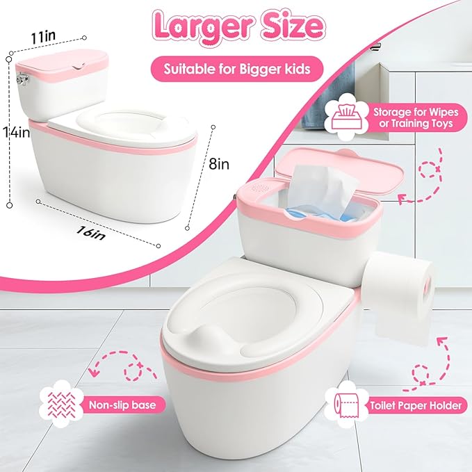 3-in-1 Toddler Potty Training Toilet - Realistic Toddler Toilet with Flushing Sound & Paper Holder | Removal Potty Training Seat | Kids Potty as Stool for Boys and Girls