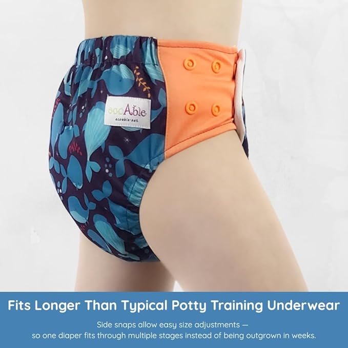 EcoAble Reusable Potty Training Diaper with Insert, Daytime Pull-on Cloth Training Pants for Toddlers and Big Kids (Size 3, Honeycomb)