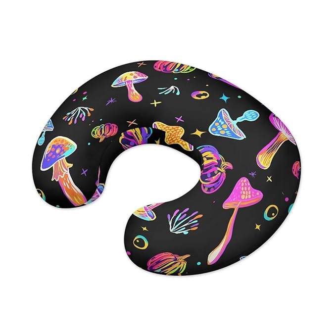 Colorful Mushroom Baby Feeding Pillow Cover Super Soft and Stretchy Personalized Breastfeeding Pillowcase Newborn for Boys Girls, 2 Packs
