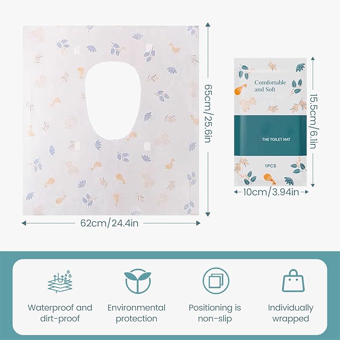 20 Pcs Disposable Toilet Seat Covers,Large Waterproof Toilet Seat Covers for Toddlers Kids Adults,Portable Individually Wrapped for Toddler Potty Training,Public Restrooms,Travel