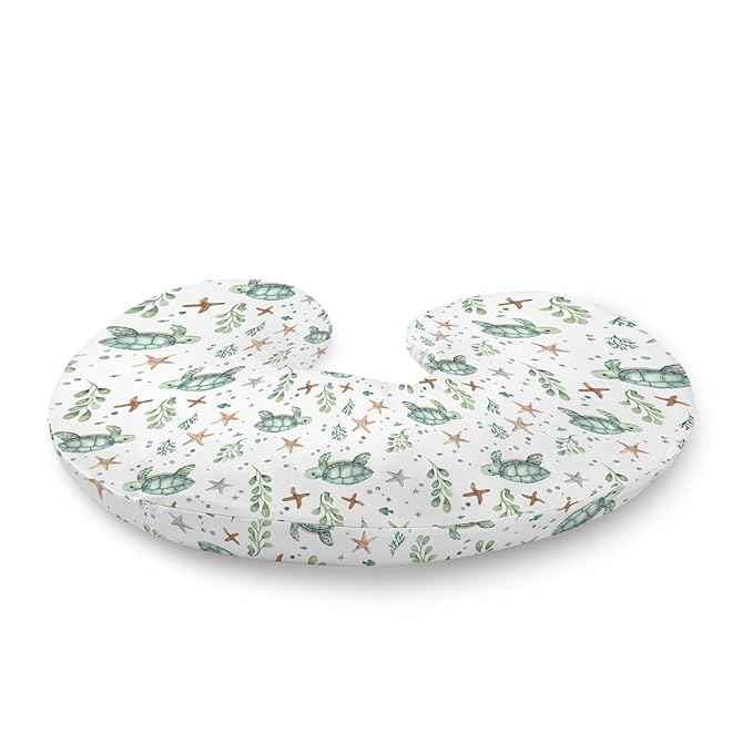 Watercolor Ocean Animals Sea Turtle Starfish Pattern Nursing Pillow Cover, Unisex Removable Breastfeeding Pillowcase Slipcover for Baby Girls Boys Newborns Toddlers, Cover Only