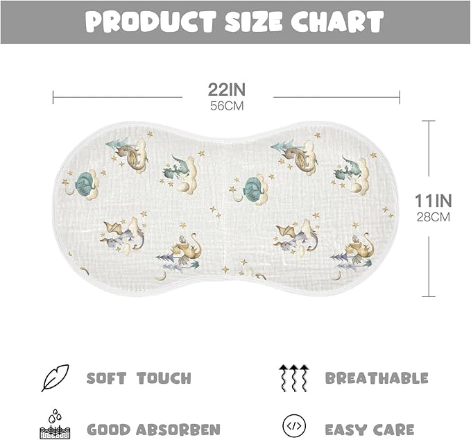vvfelixl Muslin Burp Cloths Dragon Baby Baby Washcloths for Baby Girl Boys 2 Pack