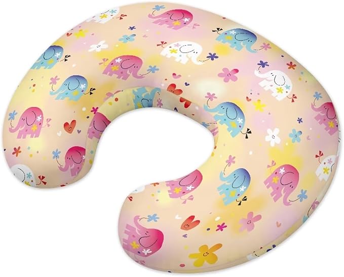 Soft and Comfy Nursing Pillow Cover for Boy and Girl,Reversible U-Shaped Nursing Pillow Cover: Dual-Sided Comfort for Breastfeeding and Bottle Feeding, Fits Original Bopy,Colorful Elephants