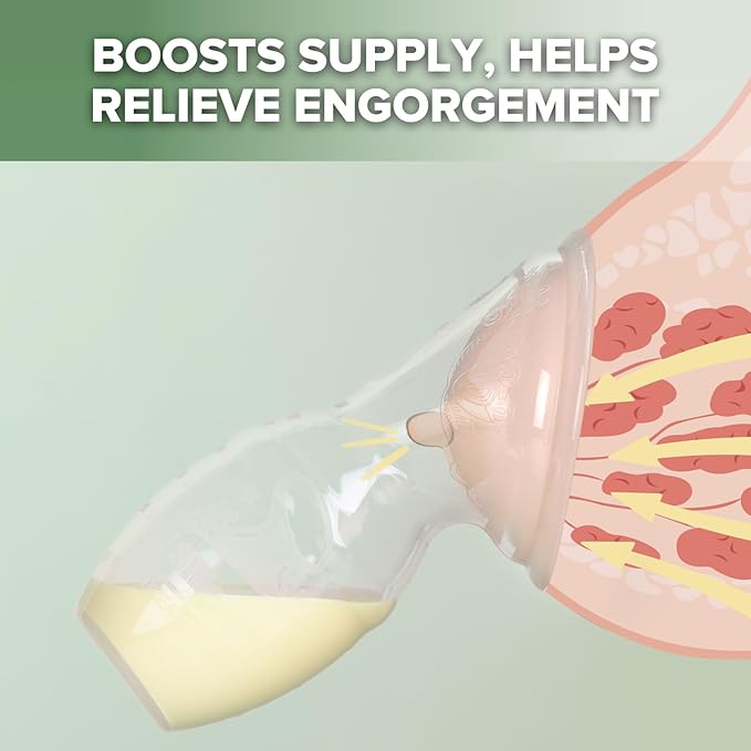 haakaa Manual Breast Pump & Silicone Cap Combo for Nursing Mom (Gray, 4oz. Without Base)