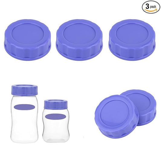3pcs Baby Bottle Caps Compatible with Pigeon & Lansinoh Bottles, Travel and Storage Bottle Lids Covers Replacement (Purple)