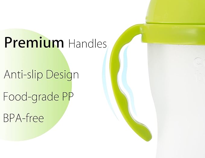 Baby Bottle Handles for Comotomo 5 Ounce & 8 Ounce Silicone Baby Bottles, Compatible Comotomo Bottle Holder for Baby, Pack of 2, Green