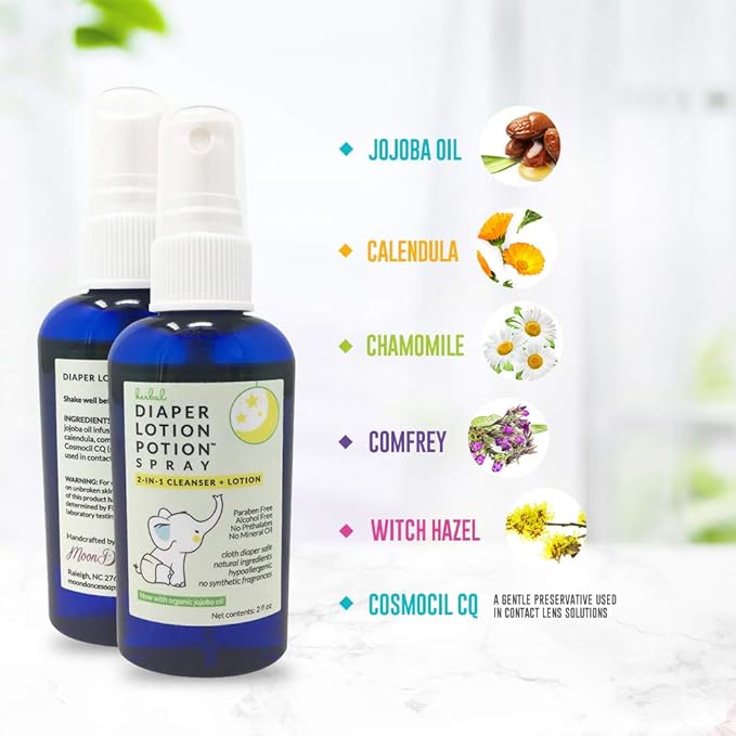 All Natural Diaper Rash Guard for Your Baby's Bottom - Healing and Soothing 2-in-1 Herbal Cleanser and Lotion - Moisturizes and Protects (4 Ounce Spray)