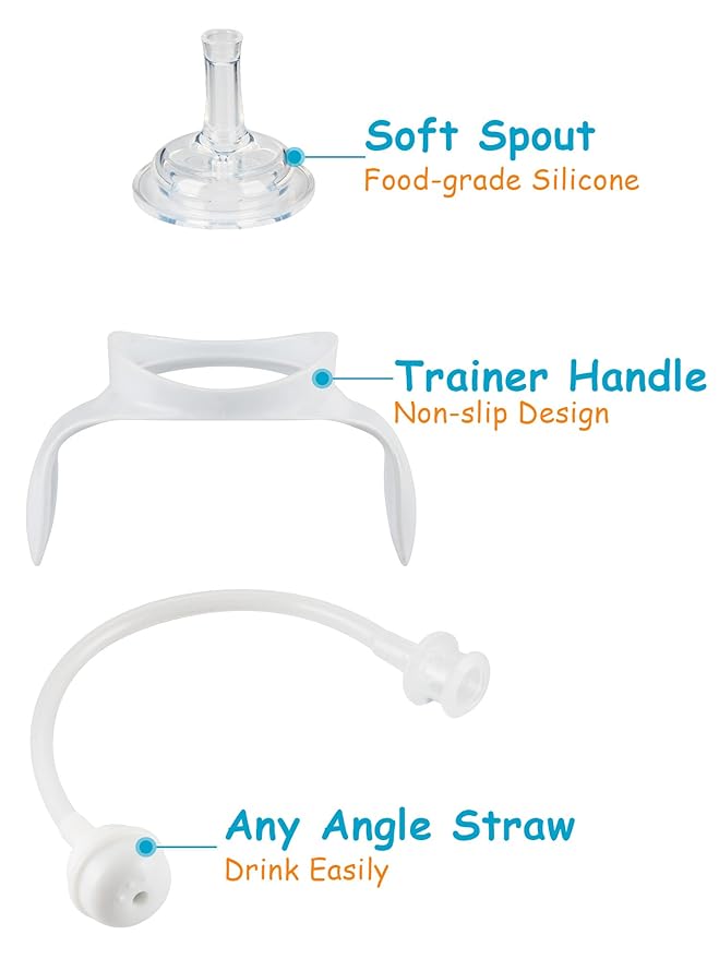 Sippy Straw Cup Soft Conversion Kit for Philips Avent Anti-Colic Baby Bottle, Toddler Transition Kit with Silicone Sippy Spout Nipple, Weighted Straw, Bottle Handle, Cleaning Brush, 3-Pack