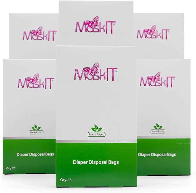 MaskIT Diaper Disposal Bags | Eliminate Odor With Our Patented Odor Blocking Diaper Disposal Bags | Fits All Baby Diapers and Most Adult Diaper Sizes | Plant-Based, Made in the USA, Woman Owned