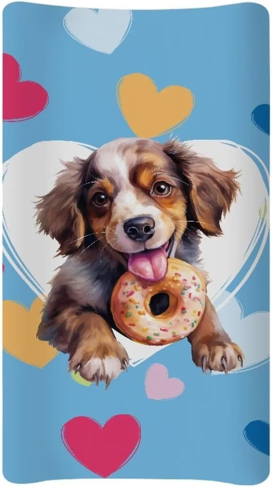 Heart Dog Changing Pad Covers Comfortable Fabric Baby Diaper Change Table Covers Stretchy Change Sheet Suit for Most Rectangular Change Pads