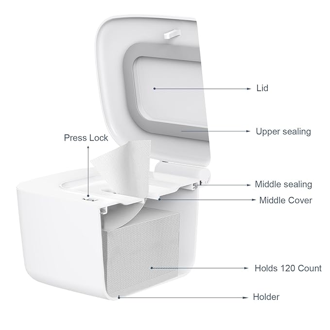 Wipes Dispenser, Wipe Holder for Baby, Refillable Wipe Container, Large Capacity, Lengthen, Fit for Most Standard Baby Wipe