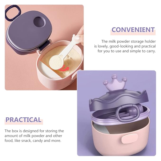 Crowns Baby Dispenser Scoop Portable Milk Storage Container Travel Daycare Holder Snack Storage Container Non Spill Design