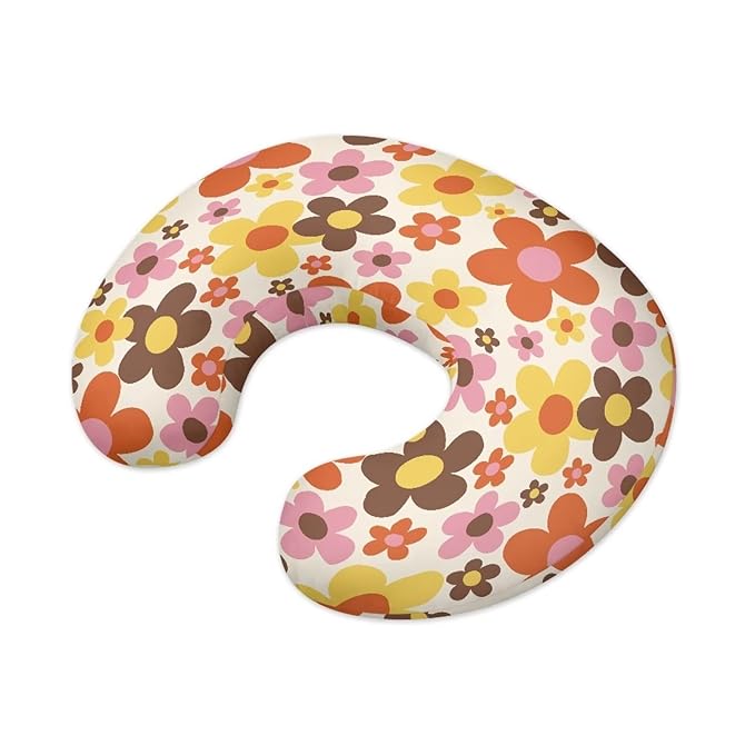 Cute Flowers Pillow Cover for Infant Snug Stretchy Nursing Pillow Case for Bottle Feeding, Breathable Easy to Clean (22"x18"x6")