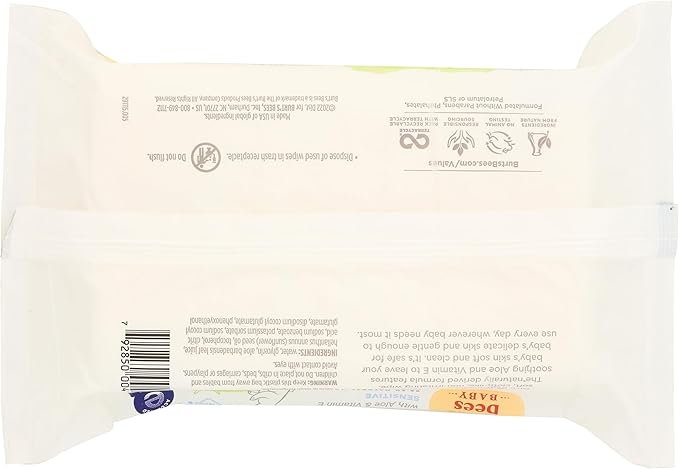 Burt's Bees Baby Chlorine-Free Wipes, 72 Count (Pack of 1) - Packaging May Vary