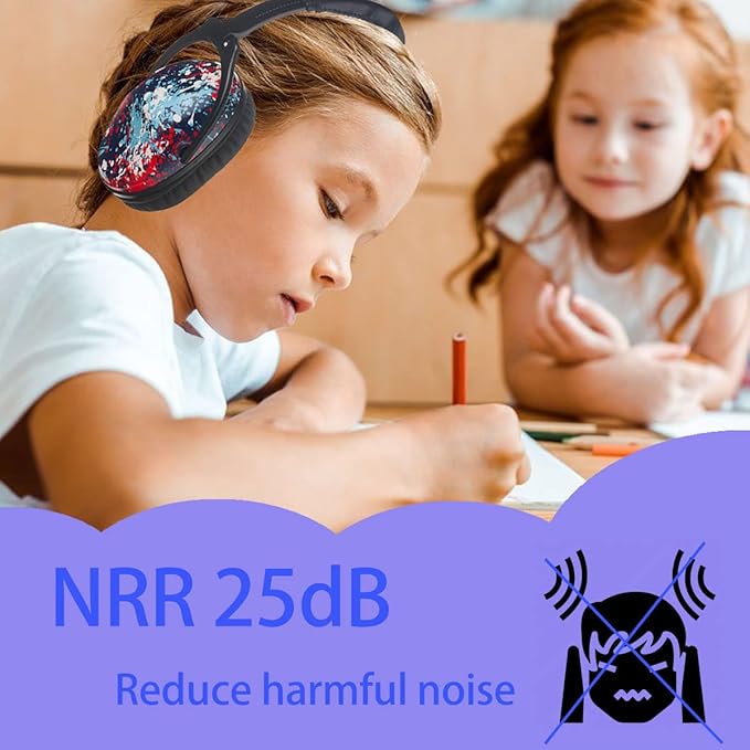 Kids Hearing Protection,25dB NRR Noise Reduction,Sound Proof for Kids,Toddler,Safety Earmuffs for Concert,Airplane,Autism,Monster Jam,Travel,School- Black RedPigment