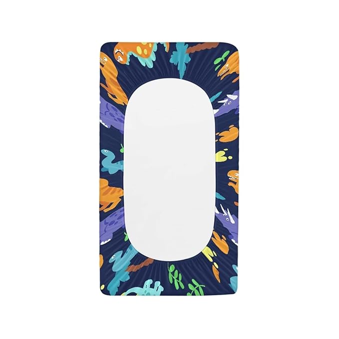 ZDCUSTOM Dinosaur Pattern Unisex Baby Changing Pad Cover Soft Changing Table Sheets Washable Diaper Change Sheet Crib Mat Fits 32"x16" Contoured Pad