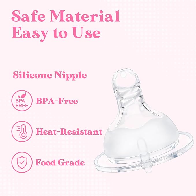 LittleForBig Silicone Soft Touch Adult Bottle Nipples Replacement Teat Compatible with LittleForBig Bottles - Spiral Texture 3-Pack