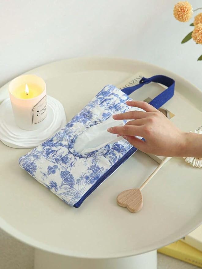 HIBEAR Quilted Diaper Wipe Pouch Portable Mommy Bag Refillable Floral Baby Wipe Holder for Travel Stroller Daily Casual (Floral B)