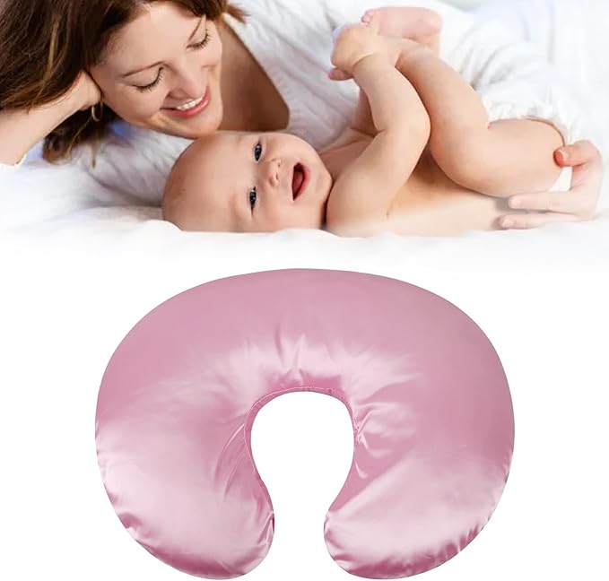 Satin Nursing Pillow Cover,Soft Washable Breathable,Protect for Baby Hair and Skin, Breastfeeding Pillow Slipcover for Feeding (Roseate)