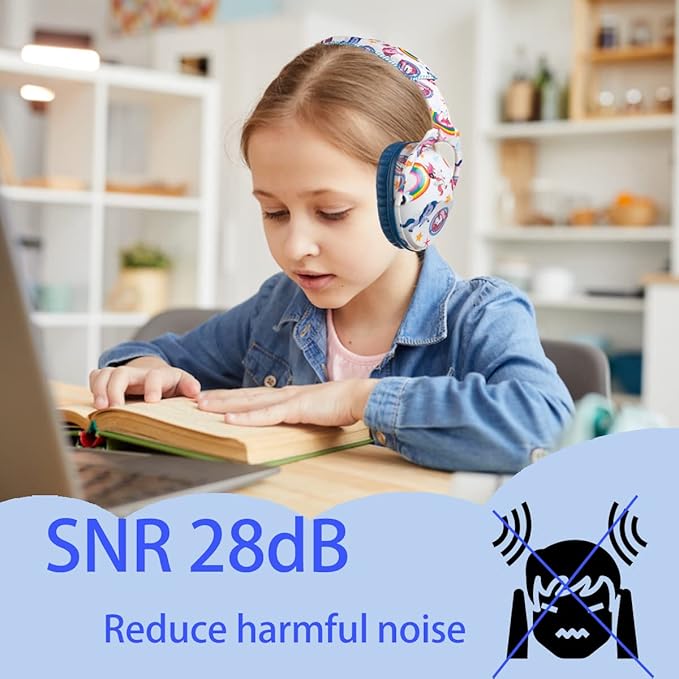 Kids Hearing Protection,25dB NRR Noise Reduction,Sound Proof for Kids,Toddler,Safety Earmuffs for Concert,Airplane,Autism,Monster Jam,Travel,School- Blue Unicorn