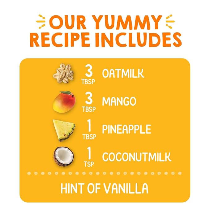 HAPPYTOT Organics Oatmilk Pudding, Dairy-Free, Stage 4 Toddler Snack, Oatmilk, Mangos, Pineapples & Coconutmilk, 4 Ounce Pouch, Pack of 16