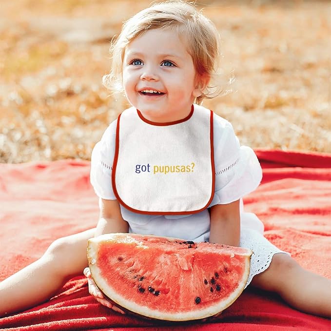 Toddler & Baby Bibs Burp Cloths Novelty Got Pupusas Flatbread from El Salvador Funny Humor Cotton Baby Items for Baby Girl & Boy White Soft Pink Design Only