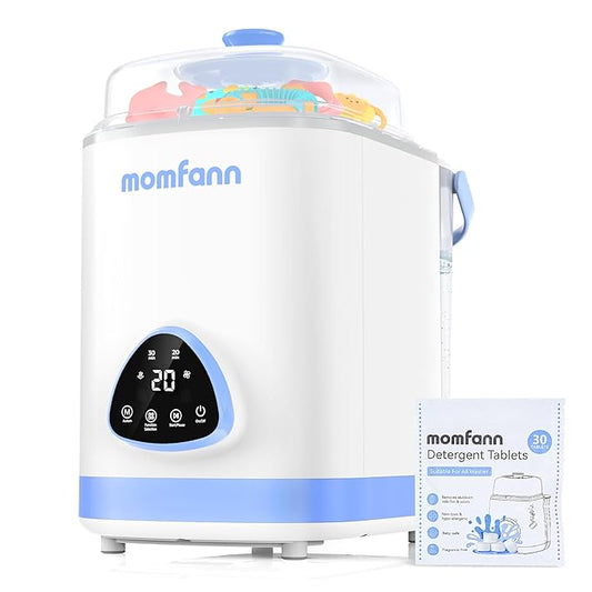 MOMFANN EasePure Pro Baby Bottle Washer, Upgraded 4-in-1 Bottle Washer and Sterilizer and Dryer, Deep Clean for Bottles, Pump Parts & Essentials, Time-Saving Effortless Baby Care (White Blue)