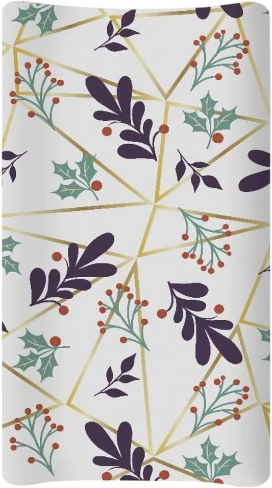 Leaves Changing Pad Cover Waterproof Universal Tray Table Mat for Boys Girls Breathable Soft Table Sheets Durable Nursery Pad Change Cover