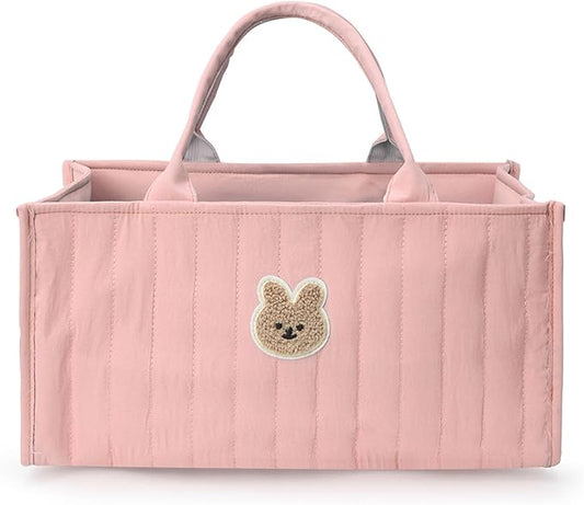 Diaper Caddy Organizer,Cute Floral Nursery Storage Basket,Soft Portable Changing Table Car Caddy Organizer Gift (Bear D)