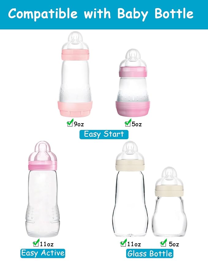 Straw Cup Nipples for Mam Baby Bottles, Soft 100% Silicone Sippy Straw Nipples, 8m+, Variable Flow, 3 Count