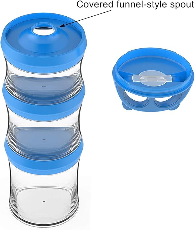 BeneLabel Snack Jars 3-Piece BPA Free Stackable Containers - Twist Lock,.fit Perfectly for Formula, Milk, Protein Powder, Snacks - (Blue, 28oz) stranded and added a bone slice.